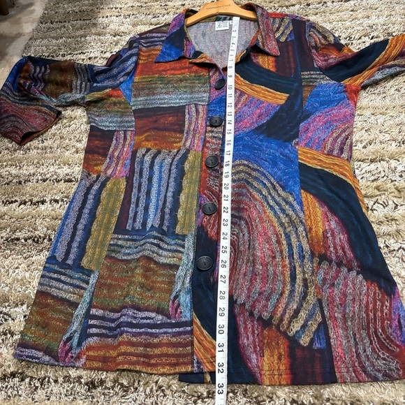 Parsley & Sage Multi Color Button Down Artsy Knit Cardigan/Tunic with Pockets - Picture 9 of 10